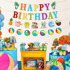 Pool Party Birthday Decorations NO DIY Pool Happy Birthday Banner