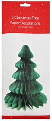 3 x Large Christmas Tree Party Green Honeycomb Paper Tablescape Table Decoration