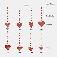 Cheerland Glitter Red Heart Garlands Valentines Day 1 Count (Pack of 1),