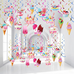 Faccito 68 Pcs Ice Cream Party Decorations Ice Cream Hanging Swirls Colorful Des
