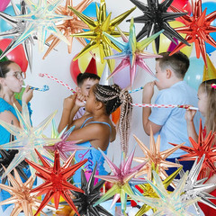 4D 14 Point One-Piece Star Cone Balloon Metallic Spike Explosion Star Balloon, 6