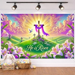 Happy Easter Banner Easter Outdoor Decoration Festival 71×43 Inch Photo Booth Ba