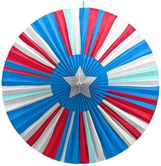 Surf & Turf Stripe July 4th USA Patriotic Theme Party Parasol Fan Decoration