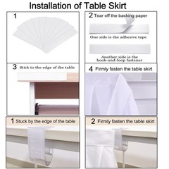 White 4ft Table Skirts for Rectangle Tables, Pleated Tablecloth for Christmas…