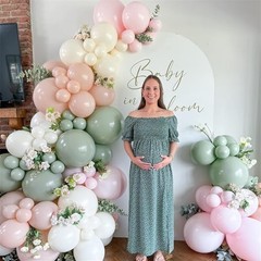 134pc Baby in Bloom Balloon Arch Kit Sage Green Pastel Pink Boho Baby Shower Dec