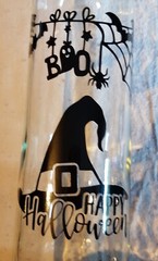 Halloween Light Up Bottle Home Decoration White Wire Lights Witch Hat Decal Boo