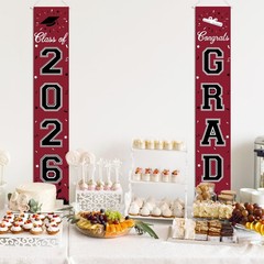 2026 Graduation Decorations, Banner Class of Maroon and Black