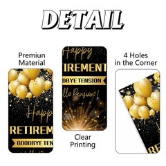 Happy Retirement Door Banner | Black Gold Retirement Party Decorations Door C…