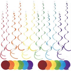 48 PCS Colorful Hanging Swirl Party Decorations Rainbow Felt Ceiling Streamers