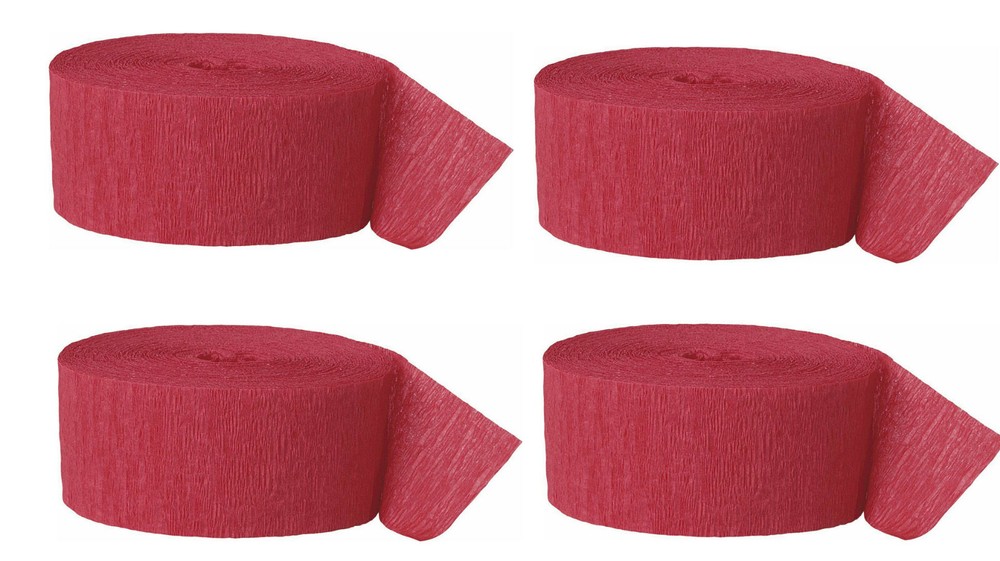 4x Crepe Paper Apple Red Party Decoration Streamers – 81ft
