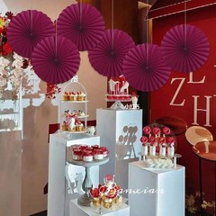 Red Party Decorations Paper Fans Bulk 16in Anniversary Wine Red DIY Set 30 PCS