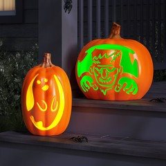 16.5″ Lit Pumpkin Monster Halloween Decorative Prop with Timer – Hyde and