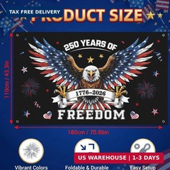 250th Anniversary Decorations – 4th of July Backdrop for Memorial Day | 1776-202