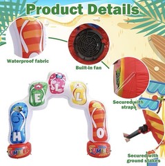 8FT Inflatable Summer Flip Flop Pool Party’s Arch, Luau Hawaiian Tropical Beach