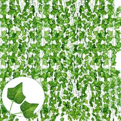 YAHUAA 12 Pack 86Ft Artificial Ivy Garland Fake Plants, Leaves Green
