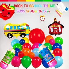 back to school balloons hot pink and red yellow green balloon garland arch ki…