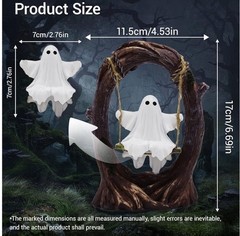 Swinging Ghost on Tree Swing – Cute Spooky Halloween Decor Fall Funny Ghost
