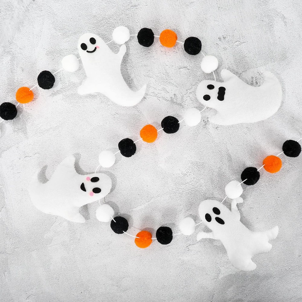 Whaline 6.6 Ft Halloween Theme Banner Different Expressions feet, White