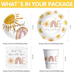First Trip around the Sun Birthday Decorations Tableware – Boho Sunshine Sun 1St