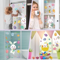 DC-BEAUTIFUL 184 PCS Easter Window Clings, 9 Sheets Double Sided Watercolor