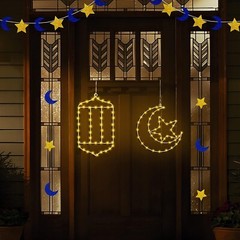 Timer Ramadan Eid Mubarak Decorations Window Lights 2 Pack 11.8 Inch Lantern …