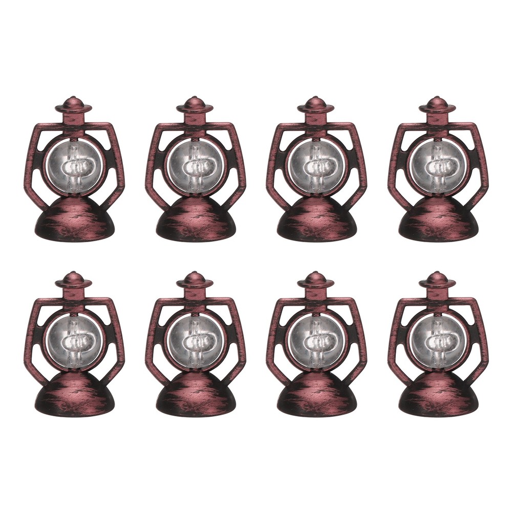 Dollhouse Micro Lantern, 1.38″ Height, Plastic Simulation Oil Lamp Copper, 8pcs
