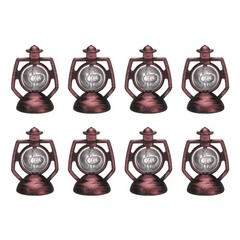 Dollhouse Micro Lantern, 1.38″ Height, Plastic Simulation Oil Lamp Copper, 8pcs