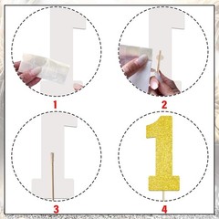 Gold Glitter Number 1 Centerpiece Sticks 1st Birthday Table Toppers 12 PCS