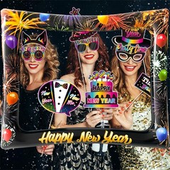 30 PCS Fluorescent 2026 New Year Photo Booth Inflatable Frame Props Kit
