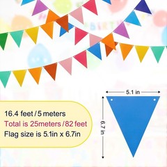 Colorful Pennant Flags – 60pcs Multicolor Pennant Banner 82ft CardStock Paper…
