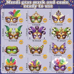 56PCS Mardi Gras Masks Bulk Set: Party Decorations Carnival FavorsPaper