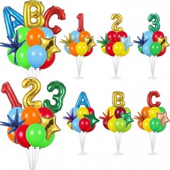 6 Pcs Back to Decorations Balloons Stand Kits Decor Balloons Rainbow Abc 123 …