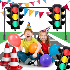 9 Pcs Racing Traffic Balloon Decoration, Traffic Cone and Light Balloons, Transp