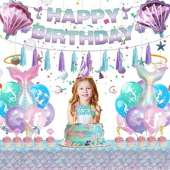 MERMAID BIRTHDAY DECORATIONS, PARTY DECO, PARTY BANNER, BALLOONS BACKDROP ETC