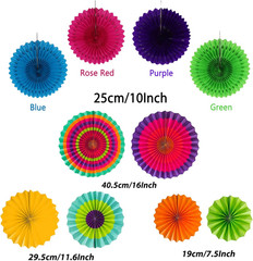 Party Decorations, 41 Pcs Multicoloured Papar Fans Pompoms Garlands String Tissu