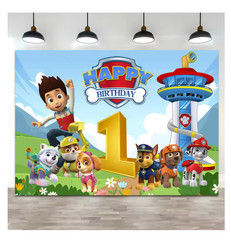 Custom Paw Patrol Birthday Backdrop Kids Name Age Puppy Banner Poster