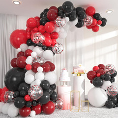 137Pcs Red Black White Balloons Arch Kit, 18/12/10/5 Inch Ruby Red White Black C