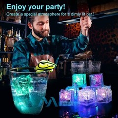 LOT Multicolor Glow Ice Cubes LED Light up for Cocktails Beverages Wedding Party