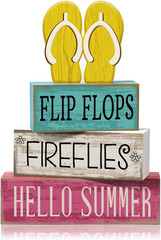Summer Decorations Flip Flops Wooden Sign Indoor Tabletop Gift 4 Pcs