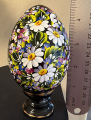 Ukrainian Petrykivka Wooden Easter Egg | Hand-Painted Pysanky (?) Floral