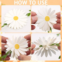 3D Daisy Flower Garland (2PCS) Flower Banner Wildflower Party Decorations Leaves