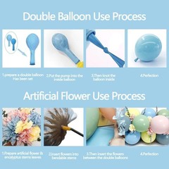 Pink Blue Green Balloon Arch Kit with Artificial Flowers, Double Light Baby Y…
