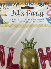 2 LUAU Beach Hawaiian Pineapple Party Decoration ALOHA Mylar Ballon BANNER