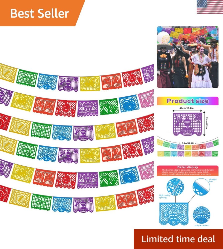 6 Packs 108 Ft Fiesta Party Decorations Mexican Party Banners Papel Picado Ba…