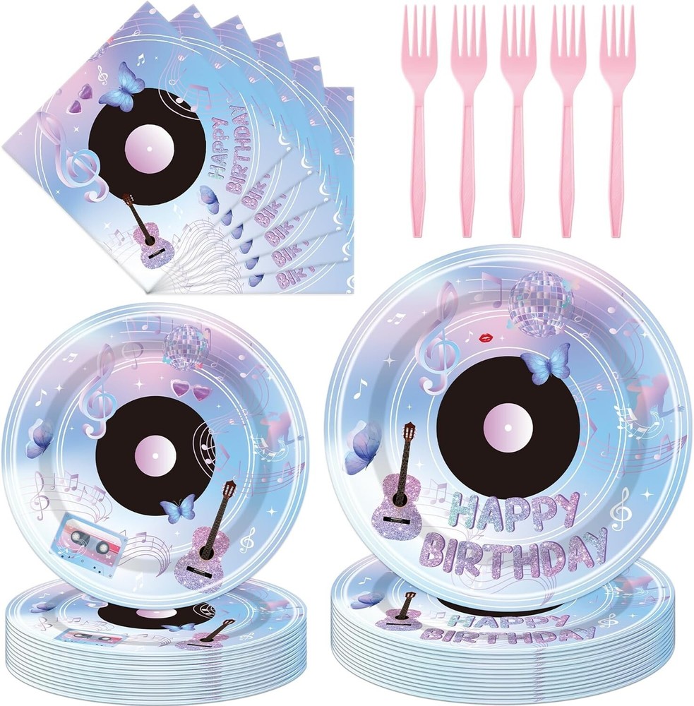 Music Themed Disposable Birthday Tableware (Plates, Napkins, Forks)