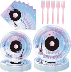 Music Themed Disposable Birthday Tableware (Plates, Napkins, Forks)