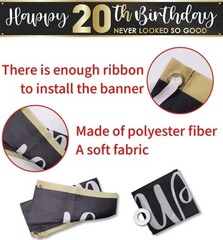 Large 9.8 x 1.6ft Happy 20th Birthday Large Banner, 20 Never Looked So Good