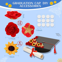 30 Pcs DIY Graduation Cap Decorations Kit Included 3D Butterfly Faux Assorted Fl