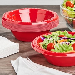 (3 pack) Great Value Everyday Disposable Plastic Bowls, Red, 20 oz, 25 Count