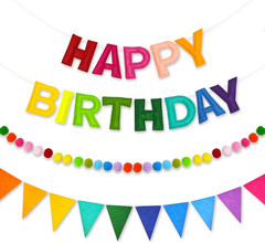 Pre-Strung Rainbow Happy Birthday Banner Set Felt Garland Party Decorations